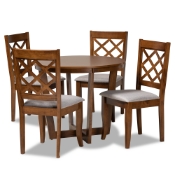 Baxton Studio Dayna Modern and Contemporary Grey Fabric Upholstered and Walnut Brown Finished Wood 5-Piece Dining Set